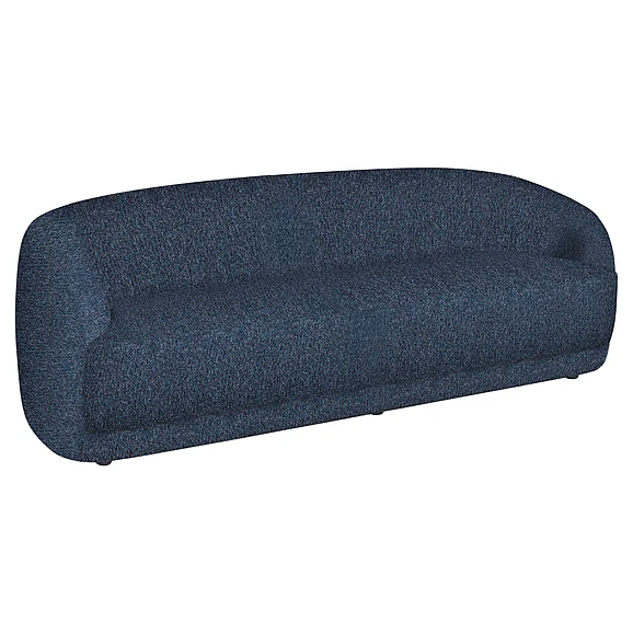 Armen Living Figueroa 90 In. 3-Seater Sofa in Twilight Blue Fabric with Oval Seat and Slope Arms LCFASOTB