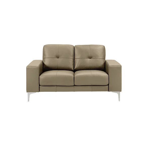 Armen Living Faelin 58 In. Leather Loveseat in Khaki with Tufted Back LCFI2KH