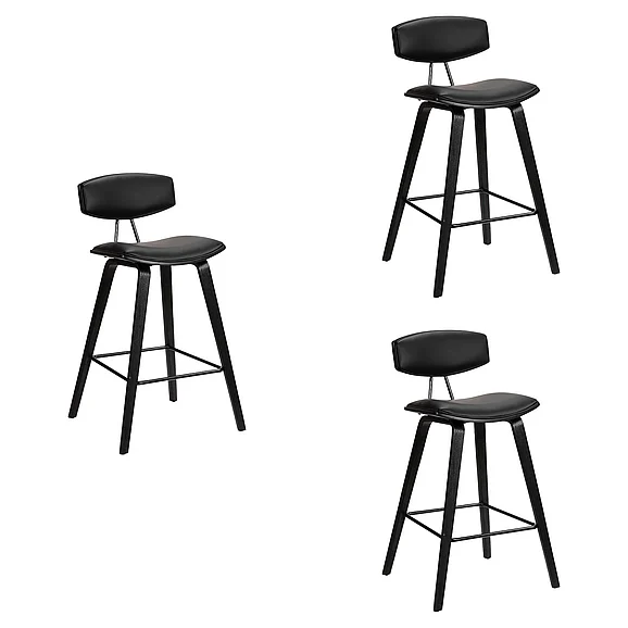 Armen Living Fox 28.5 In. Bar Stool in Black (Set of 3) LCFOBABLBL303PC