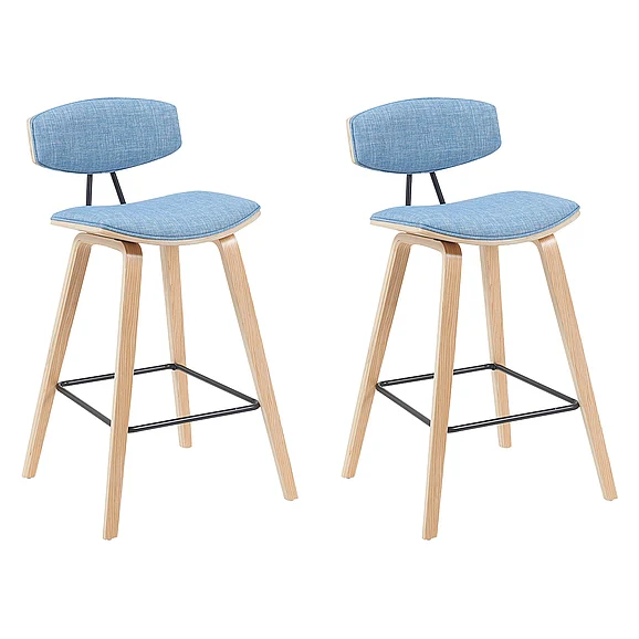Armen Living Fox Swivel Bar Stool with Light Blue (Set of 2) LCFOBAPOLBLU302PC