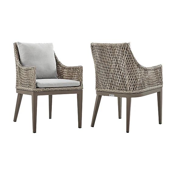 Armen Living Grenada Outdoor Dining Chair with Beige Cushions (Set of 2) LCGDCHGR PROMO