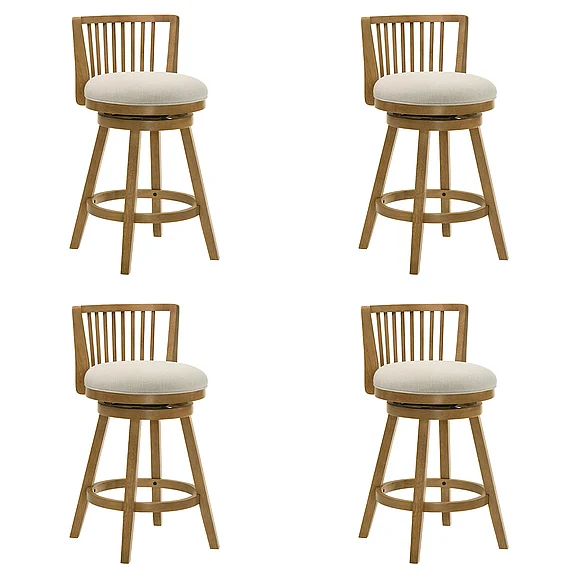 Armen Living Harper 30 In. Amber Glow Swivel Bar Stool with Ivory Fabric (Set of 4) LCHABAAGDU304PC