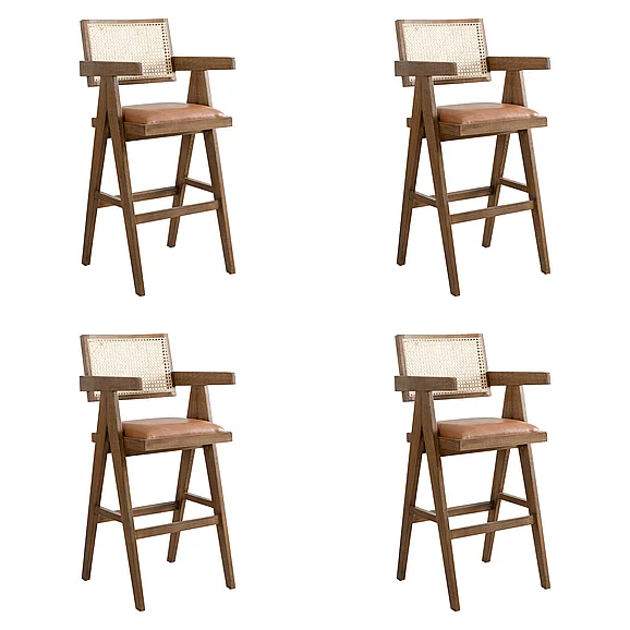 Armen Living Harley 30 In.Bar Stool with Red/Brown Faux Leather (Set of 4) LCHABANBCL304PC