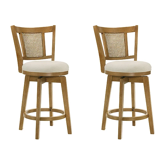 Armen Living Isla 26 In. Amber Glow Swivel Counter Stool with Ivory Fabric (Set of 2) LCISBAAGDU262PC