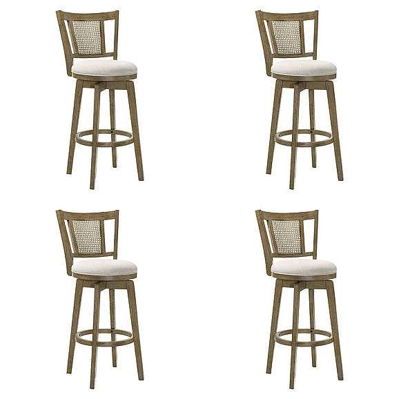 Armen Living Isla 26 In. Putty Brown Swivel Counter Stool with Cream Fabric (Set of 4) LCISBAPBWT264PC