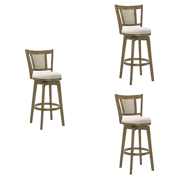 Armen Living Isla 30 In. Putty Brown Swivel Bar Stool with Cream Fabric (Set of 3) LCISBAPBWT303PC