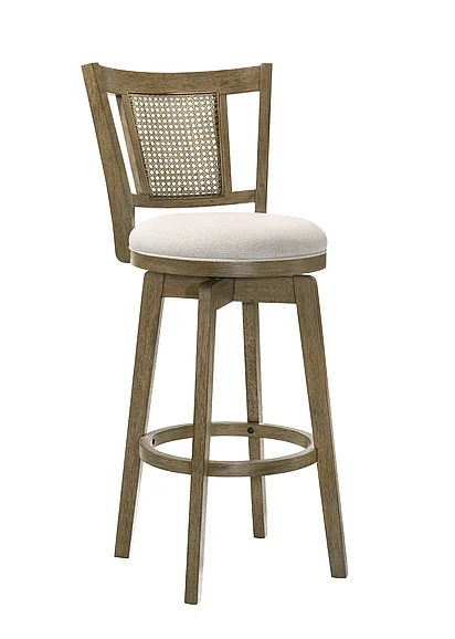 Armen Living Isla 30 In. Putty Brown Swivel Bar Stool with Cream Fabric LCISBAPBWT30