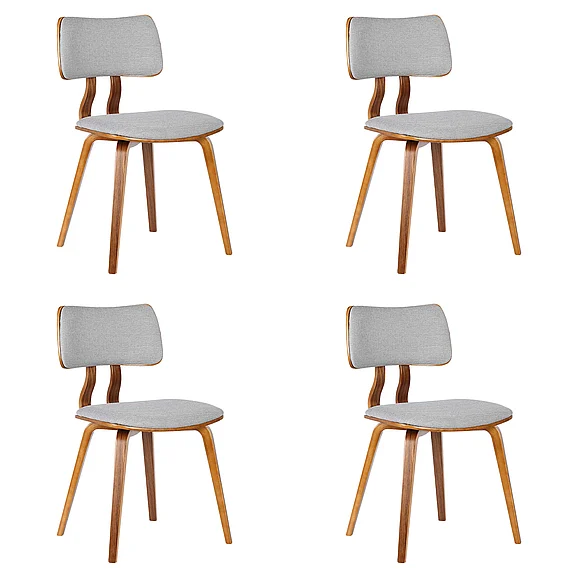 Armen Living Jaguar Dining Chair in Walnut and Gray Fabric (Set of 4) LCJASIWAGRAY4PC
