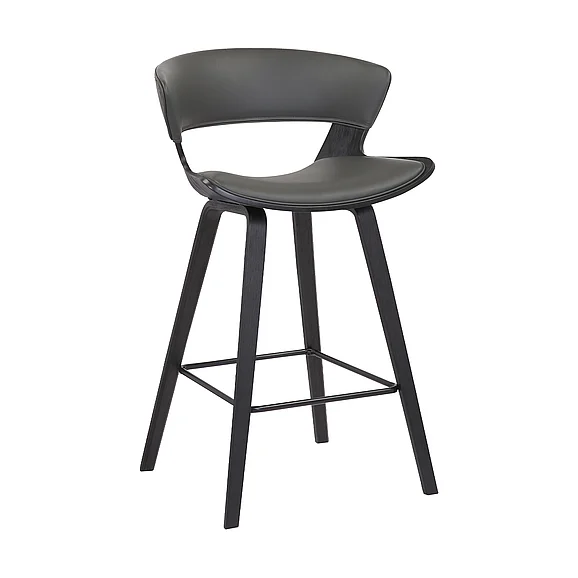 Armen Living Jagger 26 In. Counter Stool in Gray Faux Leather LCJGBABLGR26