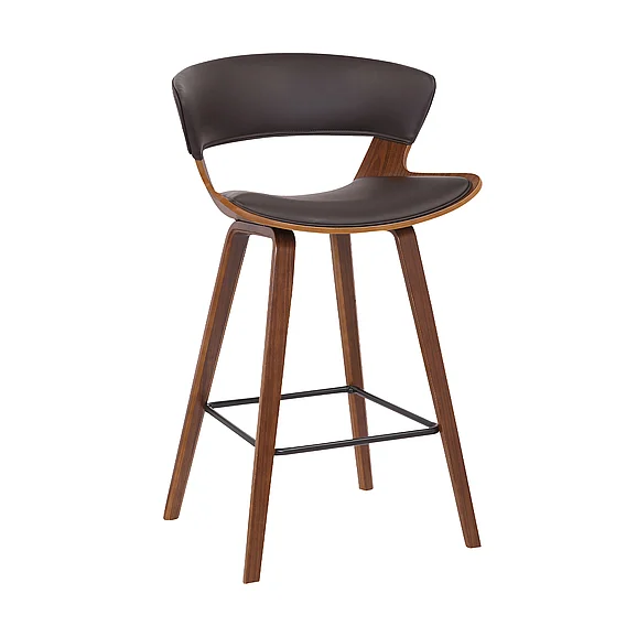 Armen Living Jagger 26 In. Counter Stool in Brown Faux Leather LCJGBAWABR26