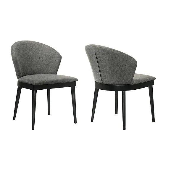 Armen Living Juno Charcoal Fabric and Black Dining Side Chairs (Set of 2) LCJNSIBLCH