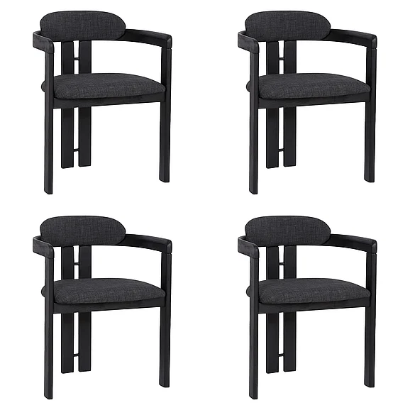 Armen Living Jazmin Dining Chair in Black Brushed and Charcoal Fabric (Set of 4) LCJZCHCHBL4PC