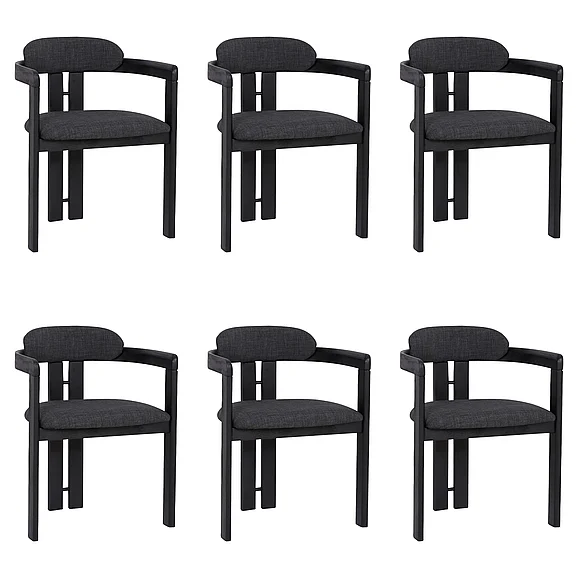 Armen Living Jazmin Dining Chair in Black Brushed and Charcoal Fabric (Set of 6) LCJZCHCHBL6PC