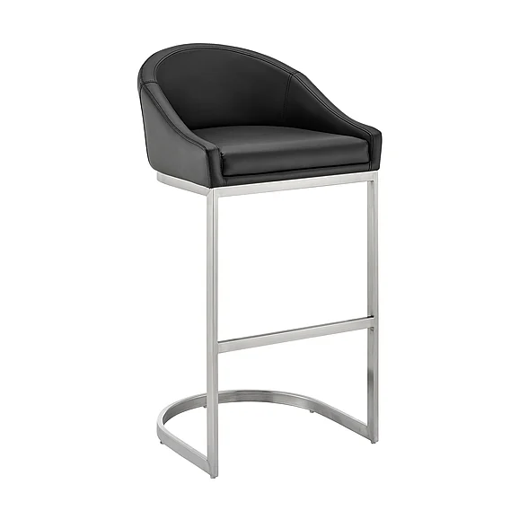 Armen Living Katherine 30 In. Bar Stool with Black Faux Leather LCKABABSBLK30 CLOSEOUT