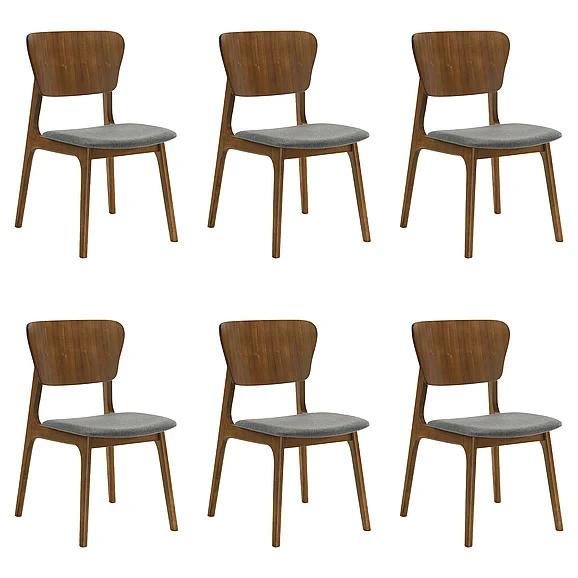 Armen Living Kalia Dining Chair in Walnut with Charcoal Fabric (Set of 6) LCKACHWACH6PC