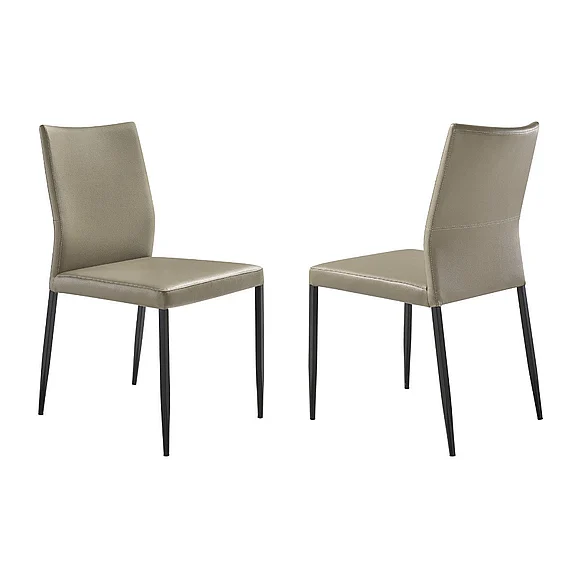 Armen Living Kash Upholstered Dining Chair in Taupe Gray Faux Leather (Set of 2) LCKASITAGRYBLK