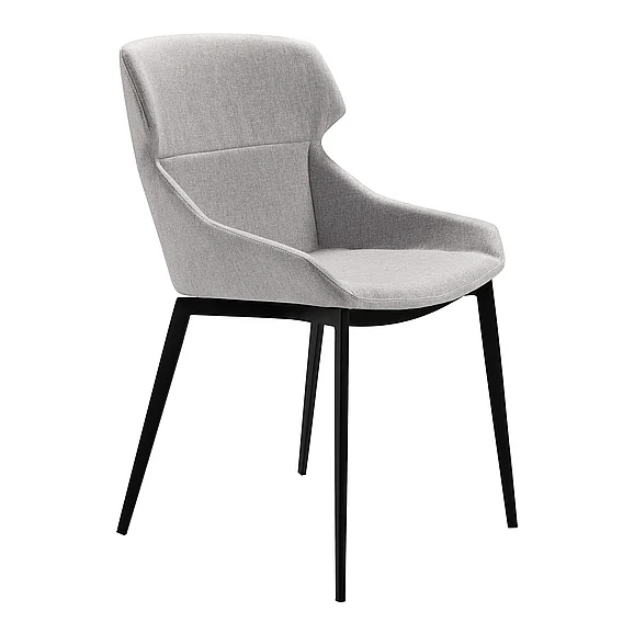 Armen Living Kenna Dining Chair in Matte Black and Gray Fabric (Set of 2) LCKESIGR