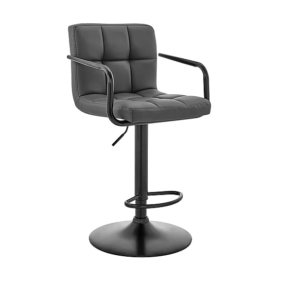 Armen Living Laurant Adjustable Height Gray Faux Leather Swivel Bar Stool LCLABABLGR CLOSEOUT