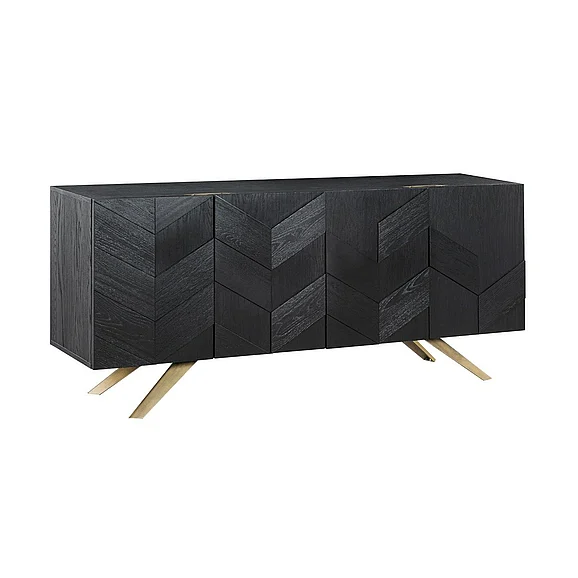 Armen Living Lombard 4 Door Sideboard Buffet in Black Brushed LCLDBUBL CLOSEOUT