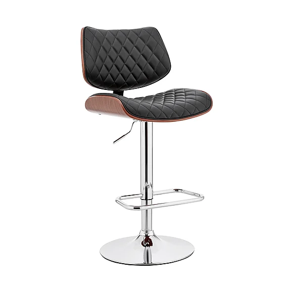 Armen Living Leland Adjustable Black Faux Leather and Chrome Bar Stool LCLEBAWABL PROMO