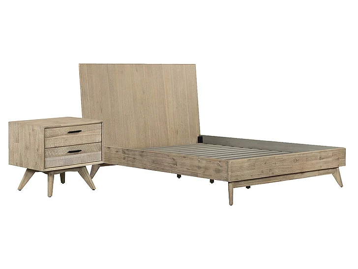 Armen Living Baly 2pc Platform Bedroom Set in Gray Sandblast