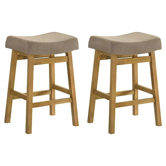 Armen Living Lenon Counter Stool in Amber Glow with Taupe Fabric (Set of 2) LCLNBATTAG262PC