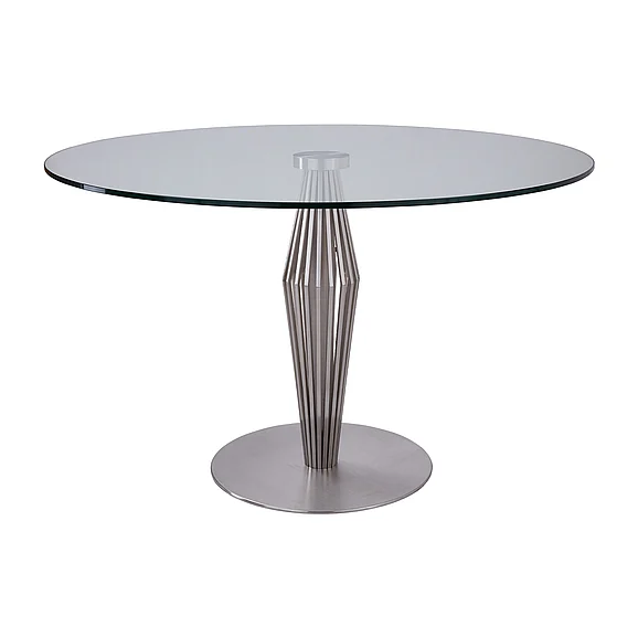 Armen Living Lindsey Dining Table and Clear Glass top LCLNDIBS