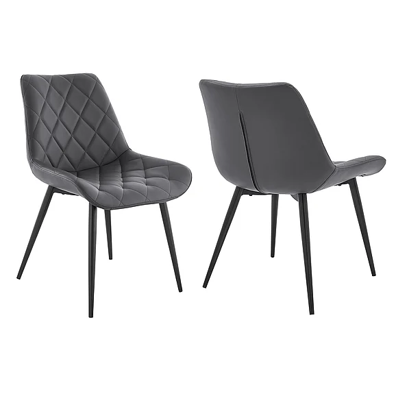 Armen Living Loralie Gray Faux Leather and Black Metal Dining Chairs (Set of 2) LCLRSIBLGR CLOSEOUT
