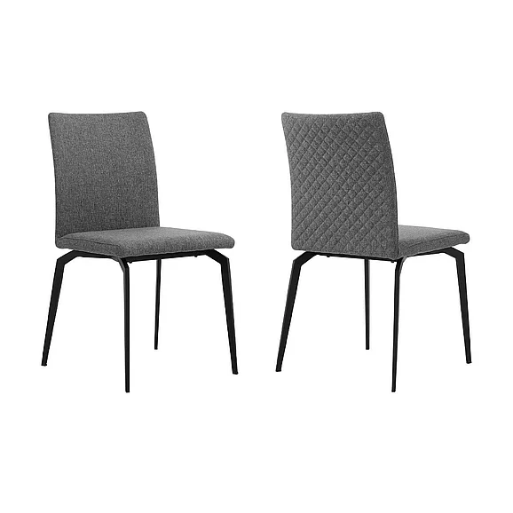 Armen Living Lyon Gray Fabric and Metal Dining Chairs (Set of 2) LCLYSIGREY