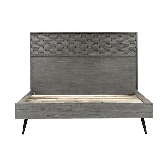 Armen Living Makena Queen Platform Bed Frame in Gray Acacia LCMKBDTGQN