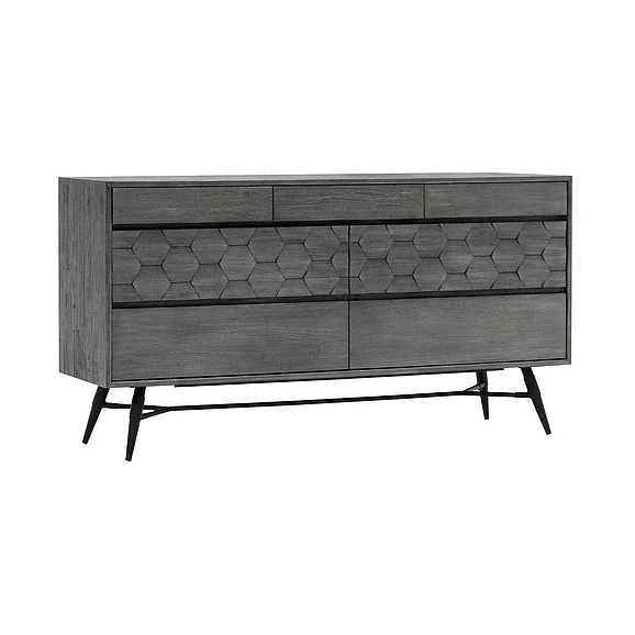 Armen Living Makena 6 Drawer Dresser in Gray Acacia LCMKDRTG