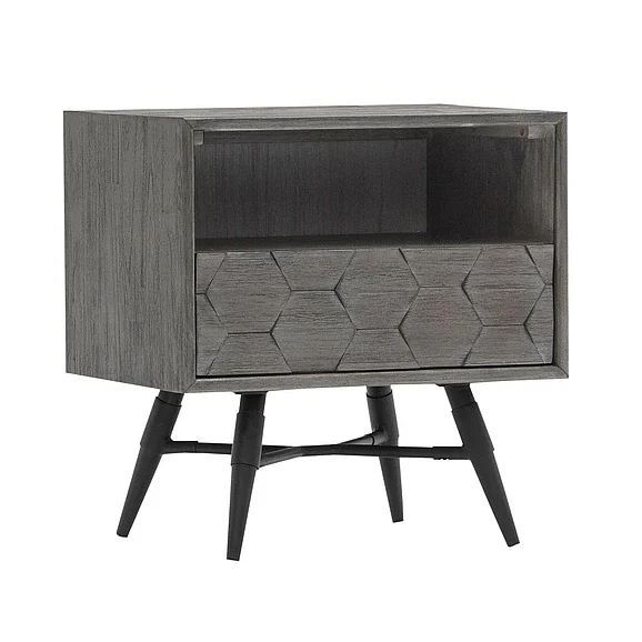 Armen Living Makena 1 Drawer Night Stand in Gray Acacia LCMKLATG