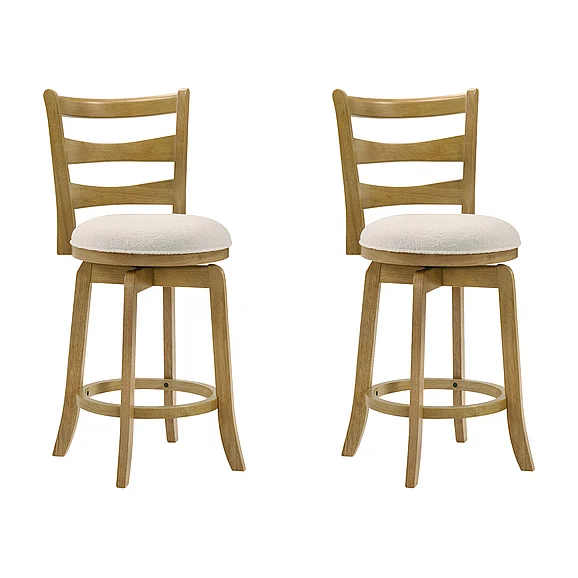 Armen Living Melindra Swivel Counter Stool in Amber Glow with White Boucle Fabric (Set of 2) LCMLBAWHAG262PC