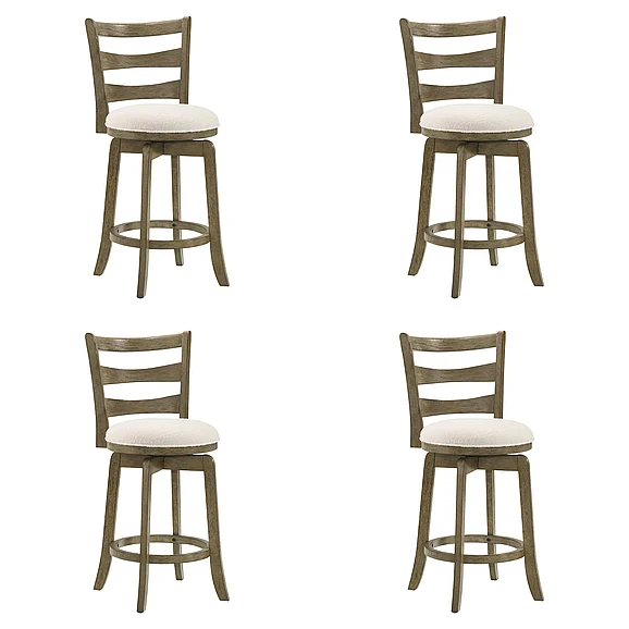 Armen Living Melindra Swivel Counter Stool in Putty Brown with White Boucle Fabric (Set of 4) LCMLBAWHPB264PC