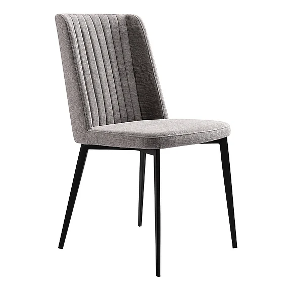 Armen Living Maine Dining Chair in Matte Black and Gray Fabric (Set of 2) LCMNSIGR