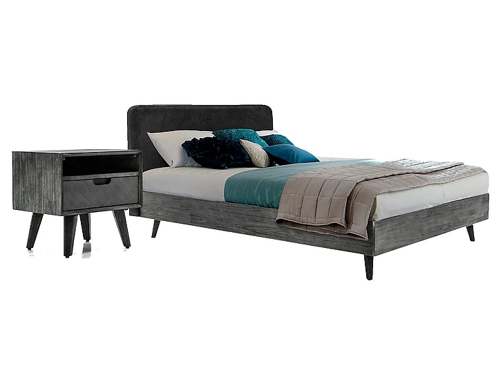 Armen Living Mohave 2pc Platform Bedroom Set in Tundra Gray Acacia
