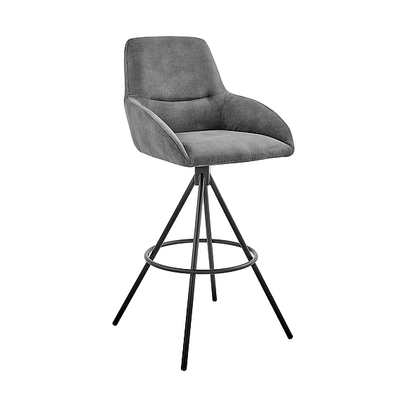 Armen Living Odessa 30 In. Bar Stool in Charcoal Fabric and Black LCODBACH30 CLOSEOUT