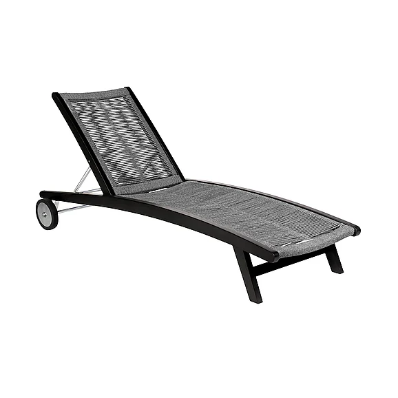 Armen Living Odette Outdoor Adjustable Chaise Lounge Chair in Eucalyptus and Gray Rope LCODLOGRY