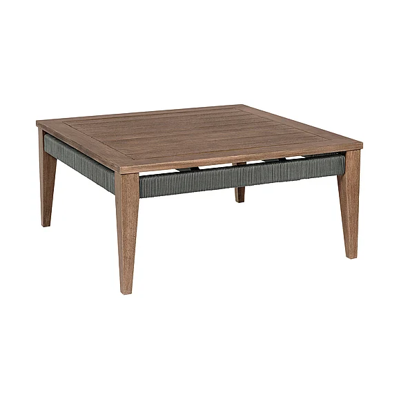 Armen Living Orbit Square Outdoor Coffee Table in Weathered Eucalyptus LCORCOEUC