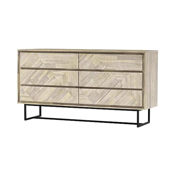Armen Living Peridot 6 Drawer Dresser in Natural Acacia LCPEDRNAT