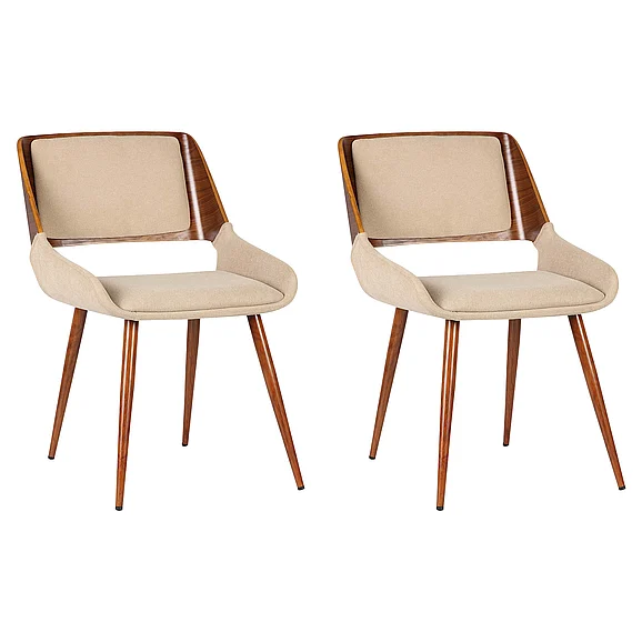 Armen Living Panda Dining Chair in Walnut and Brown Fabric (Set of 2) LCPNSIWABR2PC