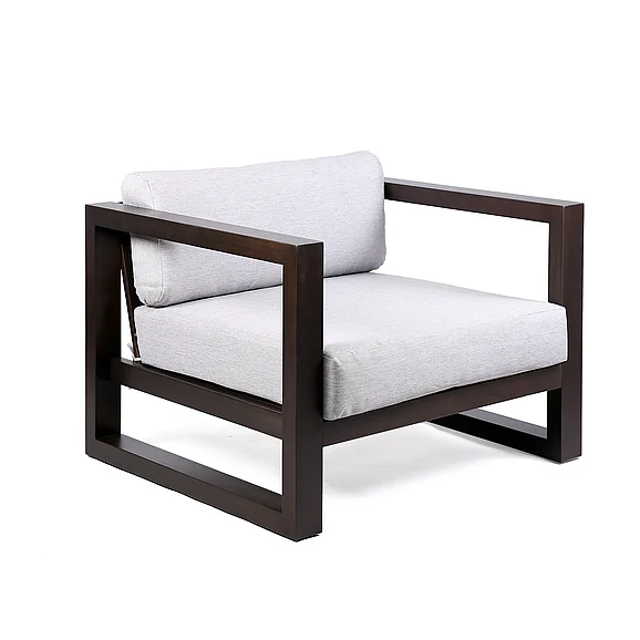 Armen Living Paradise Outdoor Dark Eucalyptus Lounge Chair with Gray Cushions LCPRCHLADK CLOSEOUT