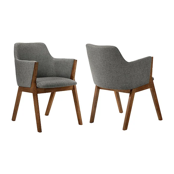 Armen Living Renzo Charcoal Fabric and Walnut Dining Side Chairs (Set of 2) LCRESIWACH
