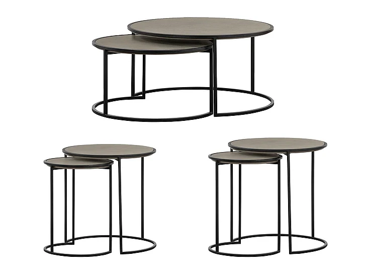 Armen Living Rina 3pc Occasional Set in Grey/Black