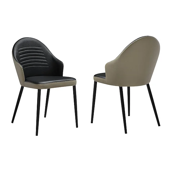 Armen Living Rocco Upholstered Dining Chair in Taupe Gray and Black Faux Leather (Set of 2) LCROSITAGRYBLK CLOSEOUT