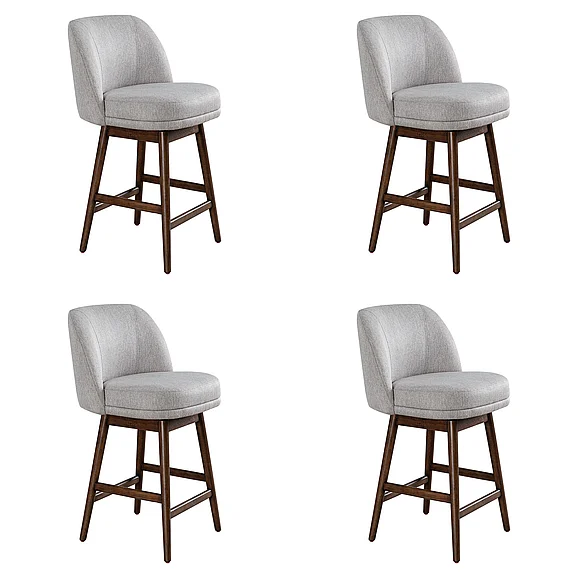 Armen Living Sadie Brown 26 In. Swivel Counter Stool with Taupe Fabric (Set of 4) LCSABABRNTP264PC