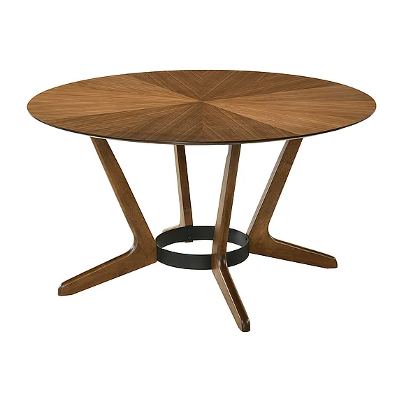Armen Living Santana Round Dining Table in Walnut LCSATBLWA