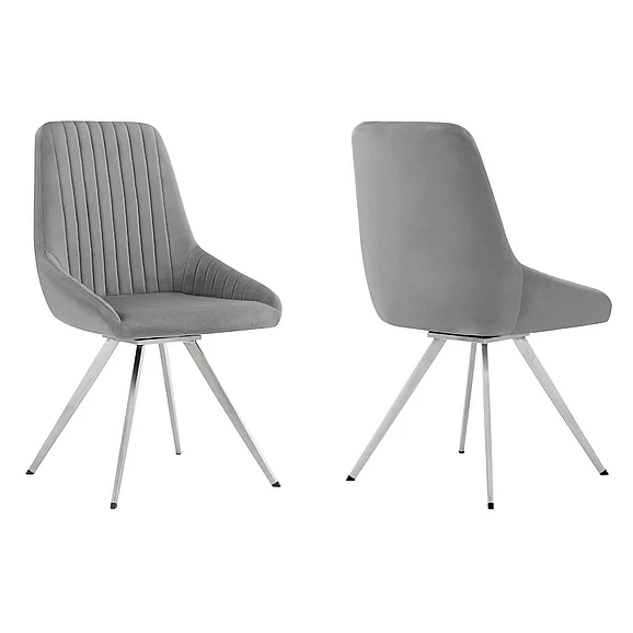 Armen Living Skye Swivel Gray Velvet Dining Chairs (Set of 2) LCSKSIGR