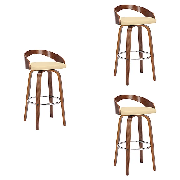 Armen Living Sonia 30 In. Bar Stool Swivel Cream Faux Leather (Set of 3) LCSOBACRWA303PC