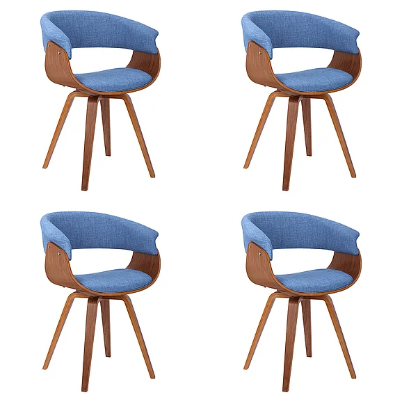 Armen Living Summer Chair in Blue Fabric with Walnut (Set of 4) LCSUCHBLUE4PC